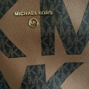 Michael Kors Tan and Brown Logo Backpack